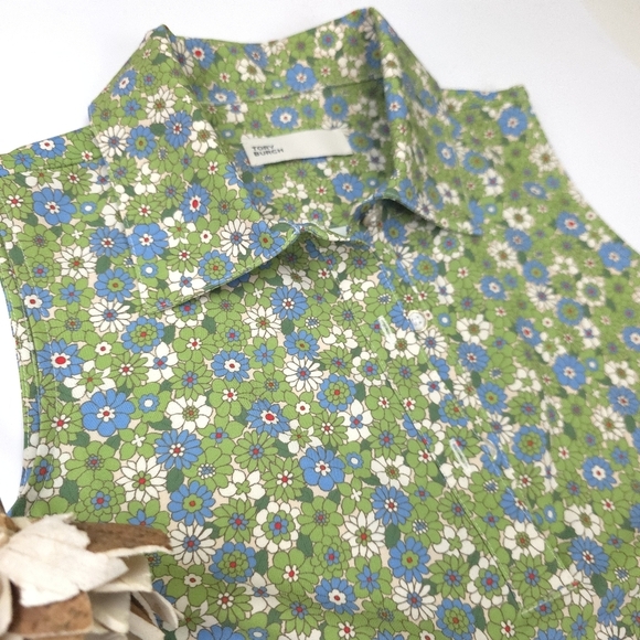 Tory Burch Floral Multi-colored  Sleeveless Pleated Travel Dress. Sz S - Picture 3 of 16